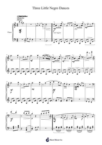Three Little Negro Dances Sheet Music by Florence B. Price-Arr.Wilbeth