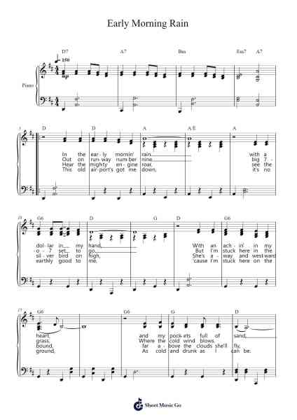 Early Morning Rain Sheet Music by Gordon Lightfoot-Arr.Temlouie Ramsjo