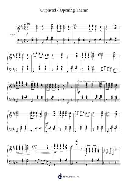 Cuphead - Opening Theme Sheet Music by undefined-Arr.Bonnes Junemiah