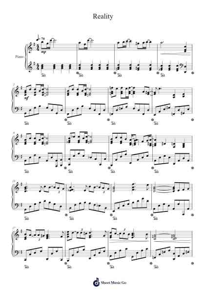 Reality Sheet Music by Richard Sanderson-Arr.Dwightbright