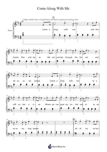 Come Along With Me Sheet Music by Misc Cartoons-Arr.Pulip