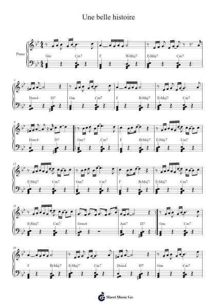 Une belle histoire Sheet Music by Michel Fugain-Arr.Mcdel Auriah