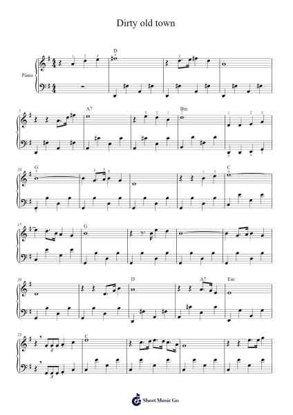 Dirty old town Sheet Music by The Pogues-Arr.Phisan Lionelphy