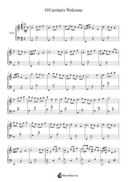O'Carolan's Welcome Sheet Music by Dartricia Curcrofts-Arr.Duttcash Cornie