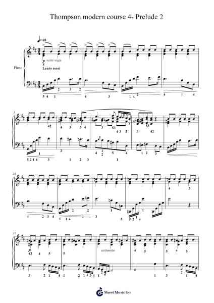 Thompson modern course 4- Prelude 2 Sheet Music by John Thompson-Arr.Asmie Panvien