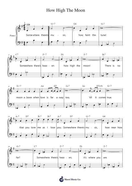 How High The Moon Sheet Music by Morgan Lewis-Arr.Norgiles