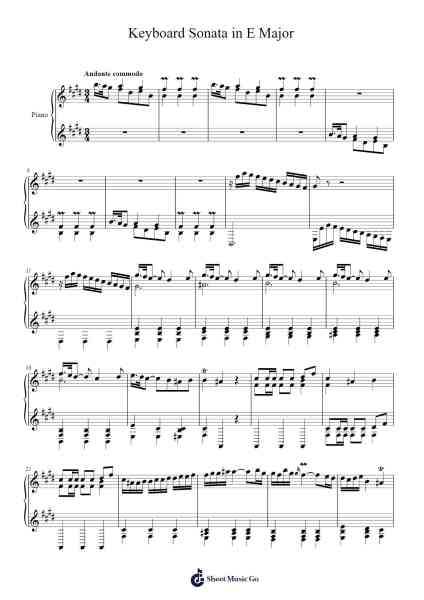 Keyboard Sonata in E Major Sheet Music by Domenico Scarlatti-Arr.Oisenrob Clyger