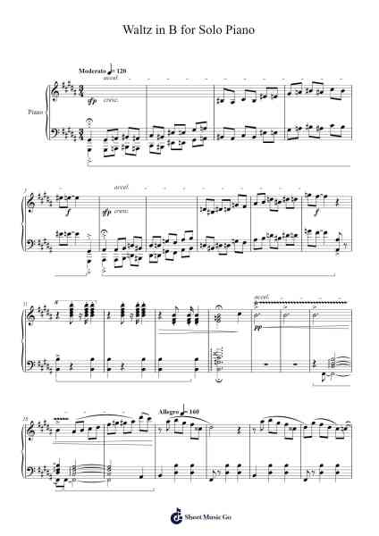 Waltz in B for Solo Piano Sheet Music by Samuel D. Kubik-Arr.Kyletus Stanchloe