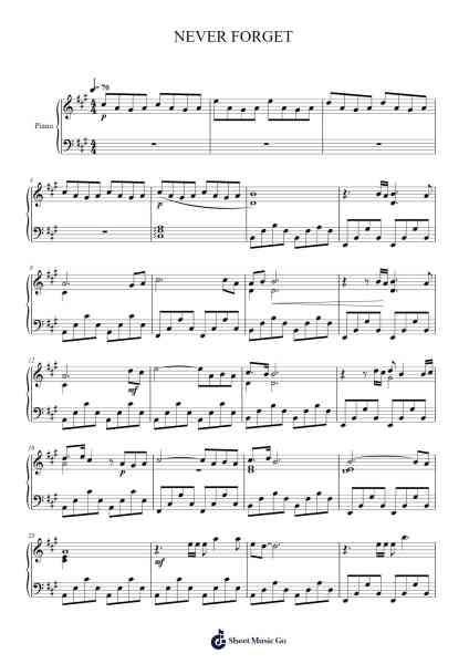 Never Forget Sheet Music by P.Doyle-Arr.Millsharp Waygrace