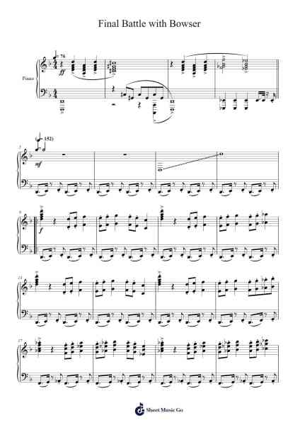 Final Battle with Bowser - Super Mario Galaxy Sheet Music by Mahito Yokota-Arr.Thodorece
