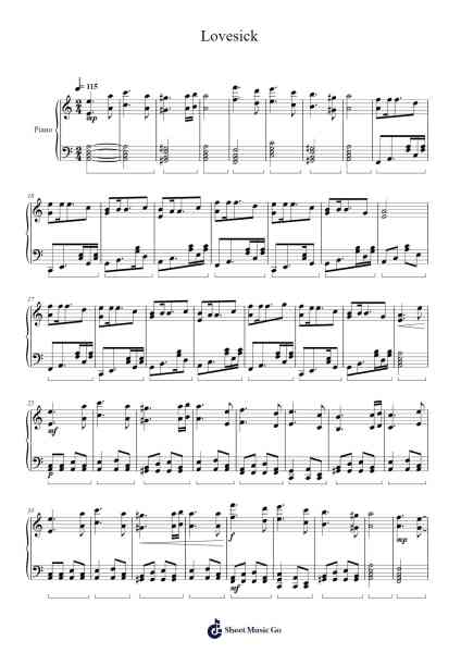 Lovesick Sheet Music by Alan Walker-Arr.Attmen Keycie
