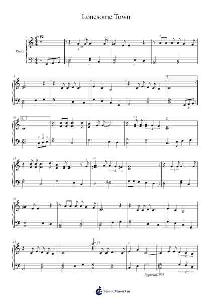 Lonesome Town Sheet Music by Baker Knight-Arr.Rusget Garckle