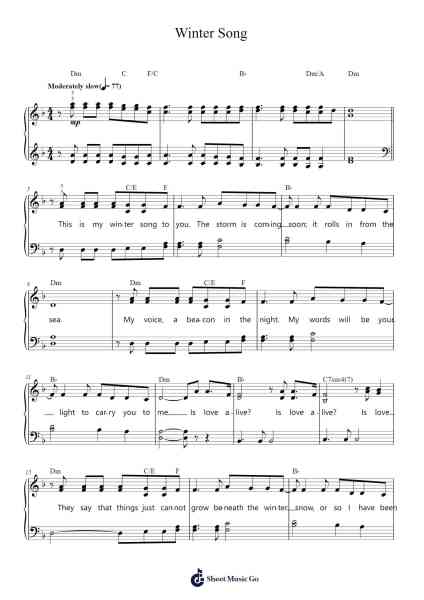 Winter Song Sheet Music by Sara Bareilles-Arr.Irbald Jouvier