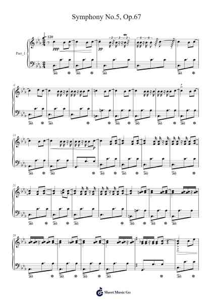 Symphony No.5, Op.67 Sheet Music by Ludwig van Beethoven-Arr.Keyjean Leighmuel