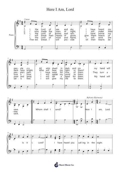 Here I Am, Lord Sheet Music by Sheibruce-Arr.Campnah
