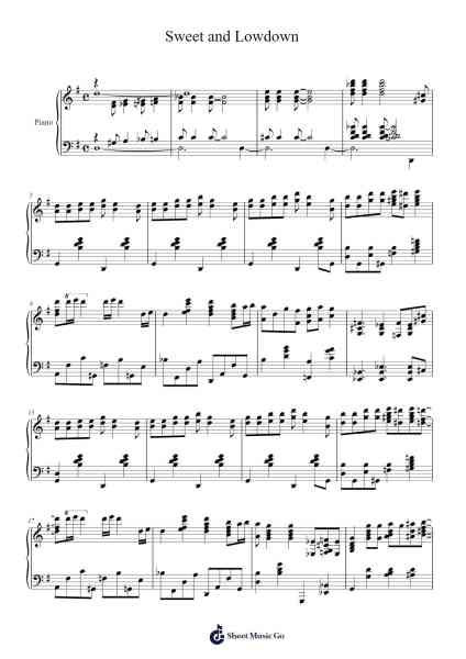 Sweet and Lowdown Sheet Music by George Gershwin-Arr.Moulboyce