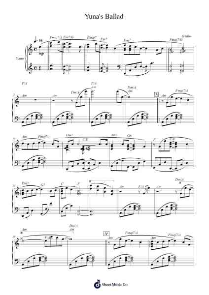 Yuna's Ballad Sheet Music by Noriko Matsueda/Takahito Eguchi-Arr.Stilhan Dalter