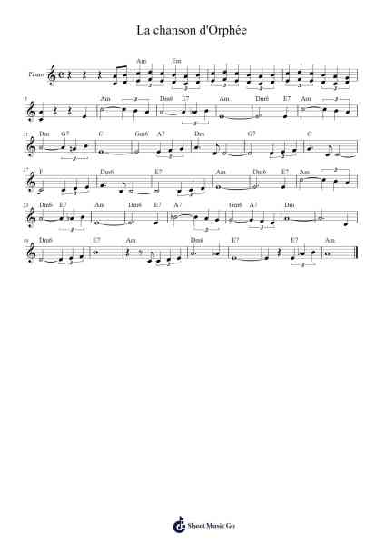 La chanson d'Orphée Sheet Music by Dougvic-Arr.Cusnow Noahlis