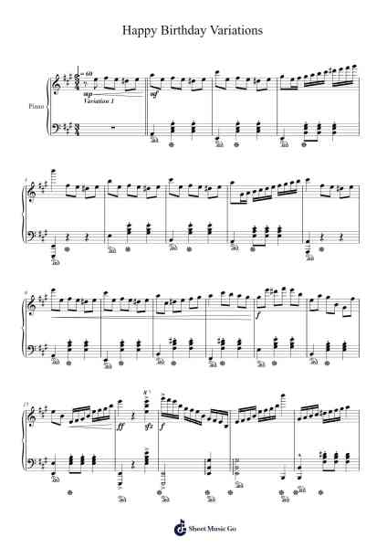 Variations on "Happy Birthday" Theme 樂譜由 Misc Traditional - 編曲 Greydre Keithburne
