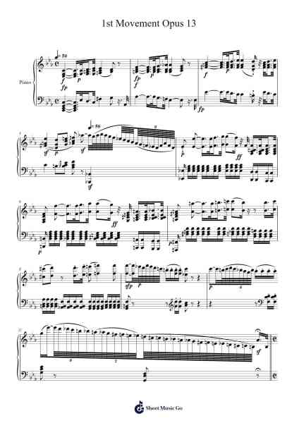 Sonate No 8,“Pathétique” 1st Movement Sheet Music by Ludwig van Beethoven-Arr.Urvien Browntha