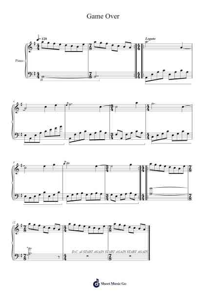 Game Over Sheet Music by Studio Thumpy Puppy-Arr.Drewyes Deirty