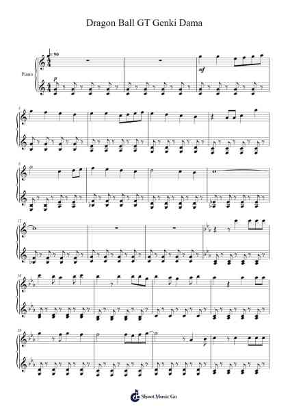 Dragon Ball GT Genki Dama Sheet Music by Akihiko Tokunaga-Arr.Chilflower