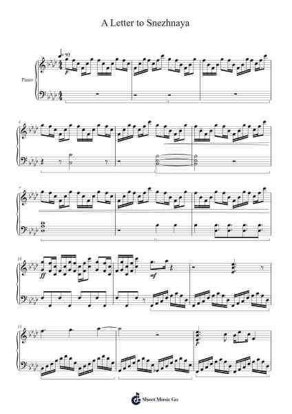 A Letter to Snezhnaya Sheet Music by Yu-Peng Chen-Arr.Yerleen Virdean