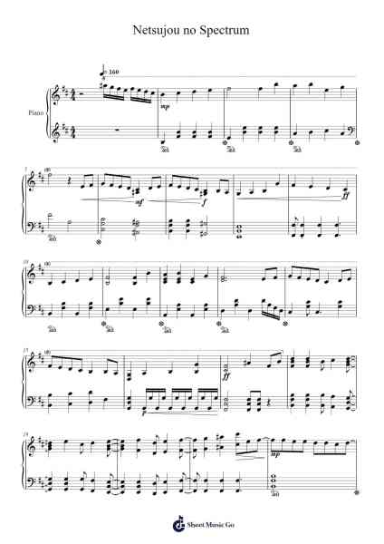 Netsujou no Spectrum Sheet Music by Greyfort Maltzking-Arr.Hewkay Brewstience