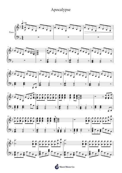 Apocalypse Sheet Music by Cigarettes After Sex-Arr.Himorse