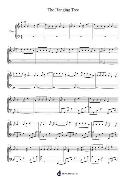 The Hanging Tree Ноты для фортепиано от James Newton Howard-Arr.Keplus