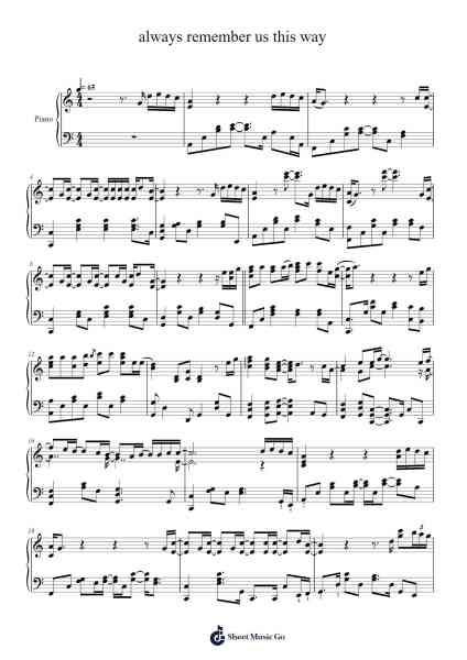 always remember us this way Notenblatt von Lady Gaga-Arr.Davehume