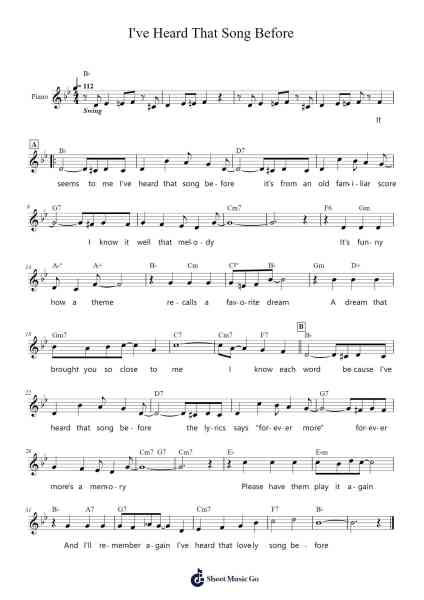 I've Heard That Song Before Sheet Music by Jule Styne-Arr.Gasper Inlot