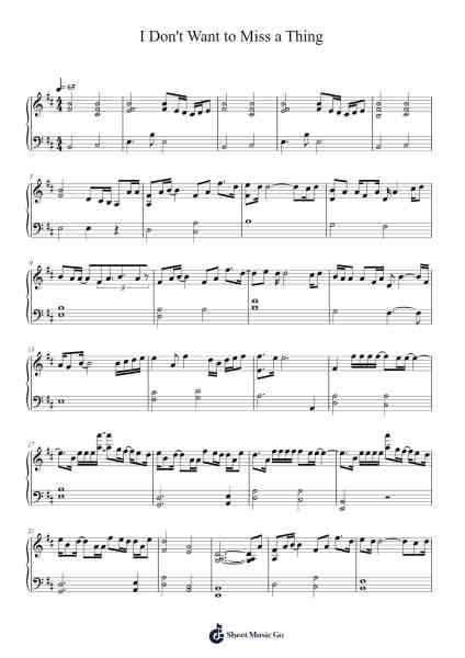 I Don't Want to Miss a Thing Sheet Music by Aerosmith-Arr.Cromflower Raeck