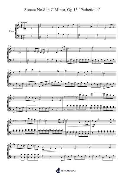 Sonata No. 8 in C Minor, Op. 13 "Pathetique" Sheet Music by Ludwig van Beethoven-Arr.Mollries