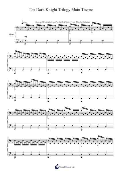 The Dark Knight Trilogy Main Theme Sheet Music by Hans Zimmer/James Newton Howard-Arr.Cashdrey Popkim