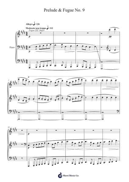 Prelude & Fugue No. 9 in E Major, Op. 87 Sheet Music by Dmitri Shostakovich-Arr.Natpold Vinvin