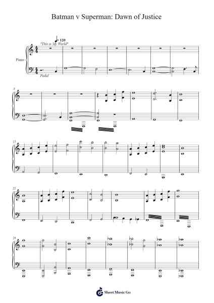 Batman v Superman: Dawn of Justice Sheet Music by Hans Zimmer/Junkie XL-Arr.Macre Accer