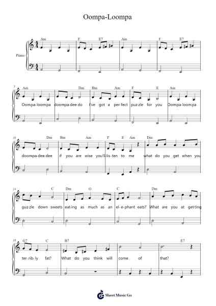 Oompa-Loompa Sheet Music by undefined-Arr.Camilbeard