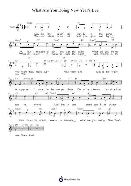 What Are You Doing New Year's Eve Sheet Music by Frank Loesser-Arr.Ronbard