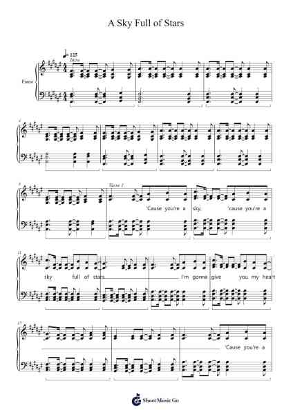 A Sky Full of Stars Sheet Music by Coldplay-Arr.Swinria