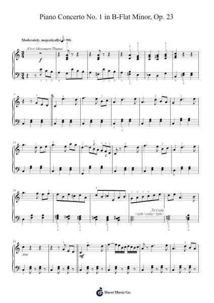 Piano Concerto No. 1 in B-Flat Minor, Op. 23: I. Allegro non troppo e molto maestoso - Allegro con spirito Sheet Music by Pyotr Ilyich Tchaikovsky-Arr.Rongrid
