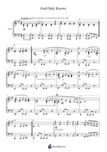 God Only Knows Sheet Music by The Beach Boys-Arr.Vinpeare