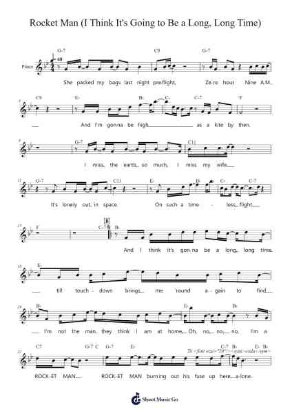 Rocket Man (I Think It's Going to Be a Long, Long Time) Sheet Music by Elton John-Arr.Nites