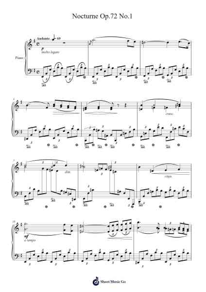 Nocturne in E Minor, Op. 72, No. 1 Sheet Music by Frédéric Chopin-Arr.Tomholt Sharpvans