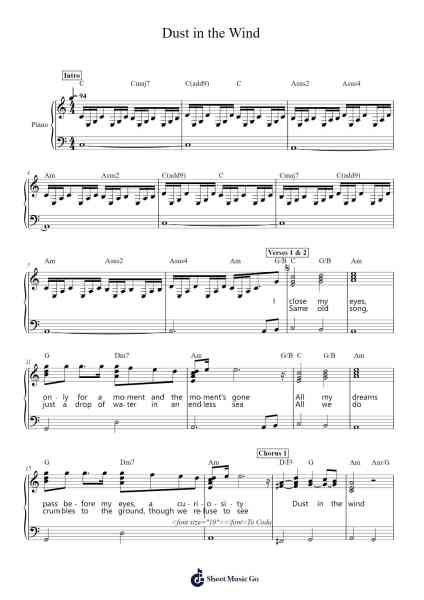 Dust in the Wind Sheet Music by Kansas-Arr.Muthia Upsay