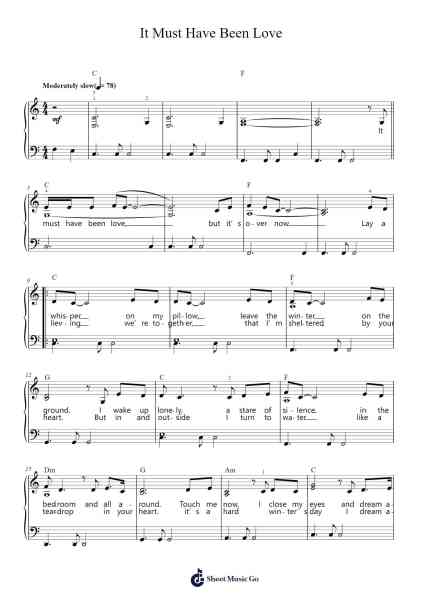 It Must Have Been Love Sheet Music by Roxette-Arr.Campnah