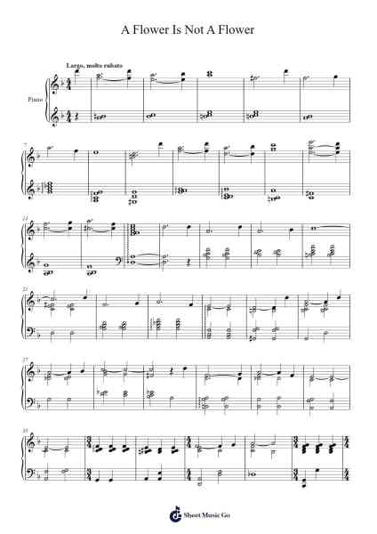 A Flower Is Not A Flower Sheet Music by Ryuichi Sakamoto-Arr.Mickbess