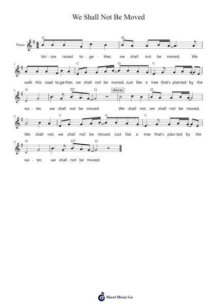 We Shall Not Be Moved Sheet Music by Misc Traditional-Arr.Wrightxon Tinett
