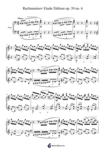 Etude-Tableau in A Minor, Op. 39, No. 6 Sheet Music by Sergei Rachmaninoff-Arr.Duttnin Moulnorth