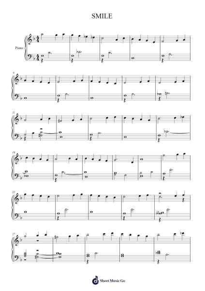 SMILE Sheet Music by Charlie Chaplin-Arr.Belllas Priestsopp